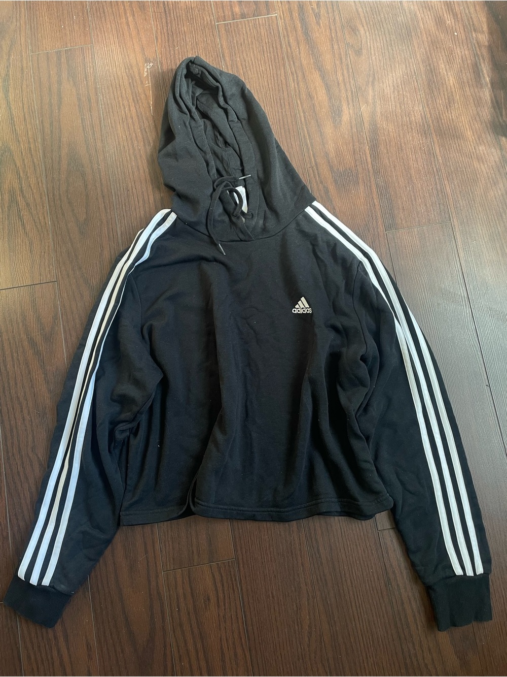 Adidas Classic Black 3-Stripe Pullover Hoodie Sweatshirt Size 1X (20/22)